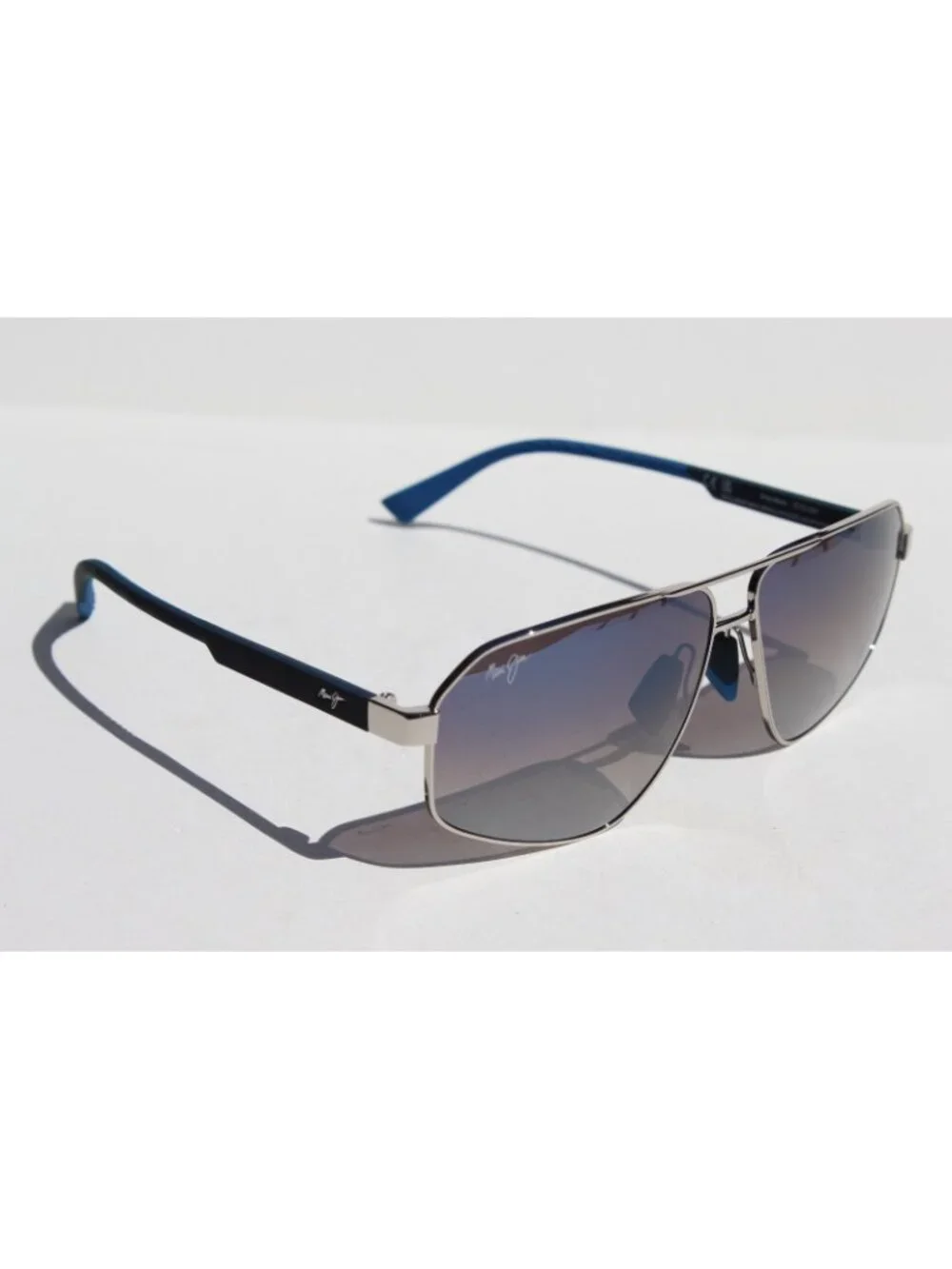 MAUI JIM Keawawa POLARIZED Sunglasses DBS620-17 Black/Silver Blue Mirror NEW